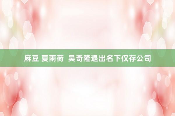 麻豆 夏雨荷  吴奇隆退出名下仅存公司